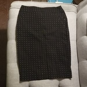 Polka dot black pencil skirt